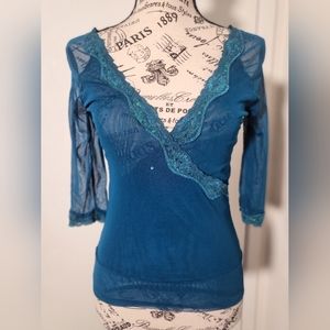 Forever 21 Royal blue sheer top, Size S.